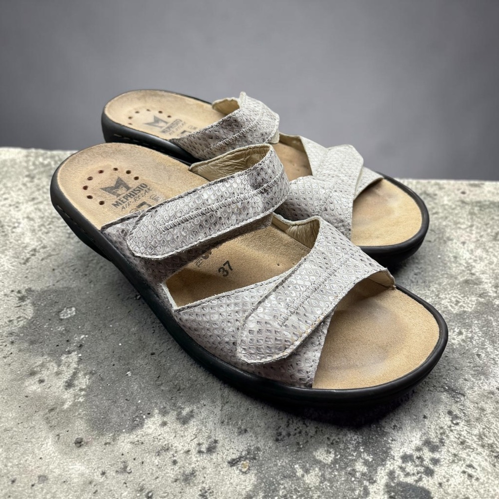 Mobils Mephisto Air-Relax Womens Beige Reptile Sandals Slip-On Size EU 37 US 7
